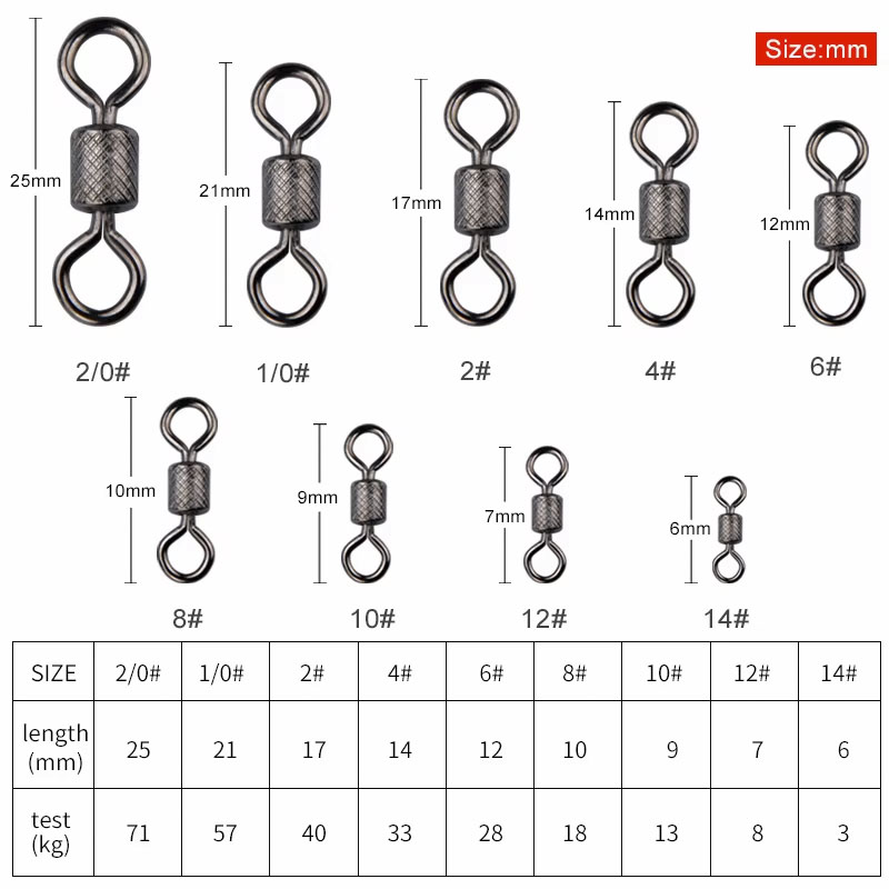 100pcs/box Fishing Swivel 1#-1 - Fishing Rod Case 评论和价格